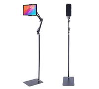 TFGXUE Soporte para tableta, soporte de suelo ajustable, universal, rotación de 360°, alta estabilidad, soporte para teléfono móvil, cama, soporte para tabletas y teléfonos móviles, color negro