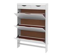 TFGXUE Zapatero estrecho con 3 solapas y 2 cajones, zapatero para 13 pares de zapatos, zapatero con cajón, zapatero cerrado, 80 x 17 x 125 cm, color blanco