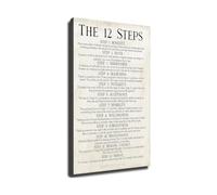 TFHISTRZGV 12 Steps of Recovery Poster, Addiction Recovery Wall-Art for Counseling Office, Room, Sober Living Home Decor(Framed,08X12inch(20X30cm))
