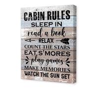 TFHISTRZGV Cabin Rules Wall-Art - Rustic Camping Themed Poster for RV, Camper or Lake House - Funny Camping Gift for Men & Women(Unframed,16x24inch(40x60cm))