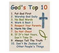 TFHISTRZGV Christian Wall-Art for Room, Ten Commandments & Bible Verses Poster Set, Religious Educational Decor for 's Bedroom Home Faith(08x12inch(20x30cm),Unframed)