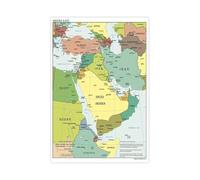 TFHISTRZGV Middle East Countries Map Canvas Wall-Art Print Iraq Iran Israel Region Vintage Map Poster Office(Unframed,12X18inch(30X45cm))