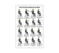 TFHISTRZGV Tai Chi Chair Exercise Poster Senior Fitness Wall-Art for Men Home Office Decor Low Impact Workout Guide Art for Apartment(Framed,16X24inch(40X60cm))
