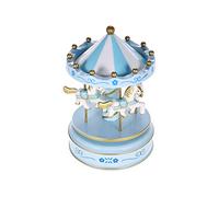 TFixol Caja de Musica Mecánica Tiovivo 4 Caballos Diseño Decorativo - Melodía Clásica Giratoria Regalo Infantil para Dormitorio