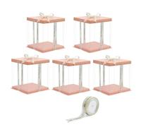 TFixol Caja para tartas, 5 cajas transparentes para tartas de 8 x 8 x 9 pulgadas con cinta, caja de pastel de 8 pulgadas para embalaje de pasteles de 6 a 7 pulgadas, cajas transparentes que muestran