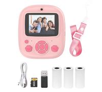 TFixol Camera Insta Thermal Pr Pantalla de 2.4 pulgadas Cámara Digital Soporte Temporizador 1080P/720P Video Impresión Térmica de Tinta con 3 Rollos de Papel Pri Blanco + Tarjeta Ry 32G + Tarjeta Rosa