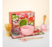 TFixol Juego de té matcha de estilo japonés con borde, batidor de 76 puntas, caja de li de lujo de alta gama, exquisita artesanía, ideal para manchas de Aficionados, fácil de limpiar