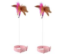 TFixol Juguete de Collar Pluma Ajustable para Gatos Provocación con Cascabel Suministro Mascotas Rotación Flexible 360 Interactivo Multifuncional