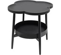 TFixol Mesa auxiliar con forma de pétalo, extremo de 2 niveles con estante de almacenamiento, cesta de café, mesita de noche, acento para sala de estar, dormitorio, oficina, patio, balcón, jardín