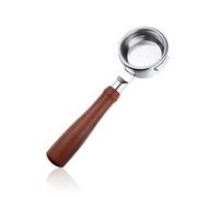 TFixol Portafiltro inferior de 54 mm Expresso Bottoml Naked Portafilter de acero inoxidable y madera maciza, filtro/cesta/cuchara y cepillo de limpieza incluidos, piezas de repuesto compatibles con