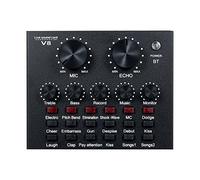 TFixol V8 - Tarjeta de sonido externa multifuncional, 6 modos de sonido, 12 efectos de sonido para cantar en línea, chat, video en vivo, música, color negro