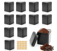 TFLPUO Lata de té rectangular clásica, 12 unidades de latas de té de metal, recipientes herméticos con 20 etiquetas para bolsas de té sueltas, almacenamiento de granos de café, 7 x 7 x 8,5 cm