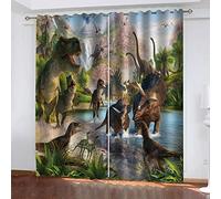 TFNIMB 2 Paneles Cortinas Opacos Impresas con Ojales Dinosaurio Animal del Bosque Aislantes Térmicas Cortina con Ojales Dormitorio Habitación Infantil Estilo Decorativo 150x166cm (LxA)