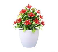 TFor abletop Potted FFor aux Flower DisplFor ay con PlFor astic Roses para sala de estar, dormitorio o estudio para areFor a (rojo)