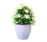 TFor abletop Potted FFor aux Flower DisplFor ay con PlFor astic Roses para sala de estar, dormitorio o estudio para areFor a (blanco)