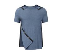 Tfovorlein Camisas de recuperación después de la cirugía de hombro para hombre, manga corta, totalmente abierta, para diálisis, quimioterapia, Azul profundo, Small
