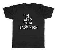 TFRwtf33R Keep Calm and Play Badminton Mens Unisex T-Shirt Black 3XL