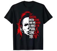 TFRwtf33R Social Distancing and Wearing A Mask Halloween T-Shirt Black M