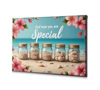 TFSW Cuadro decorativo rústico para el hogar con texto en inglés «God says you are special: A beach Jar Collection» (40 x 60 cm)