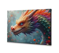 TFSW Decoración de pared con diseño de dragón colorido en un jardín de fantasía, cuadro decorativo de Pascua, decoración de pared The Chosen (30 x 40 cm)
