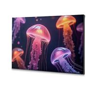 TFSW Decoración de pared con diseño de océano encantado: medusas brillantes en colores vibrantes, lienzo decorativo, platos decorativos de Pascua (40 x 60 cm)