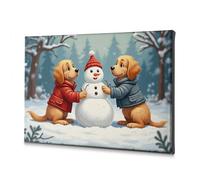TFSW Decoración de pared con dos perros construyendo un muñeco de nieve en invierno, lienzo decorativo de Pascua, decoración de pared The Chosen (40 x 60 cm)