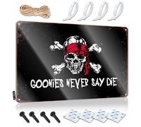 TFSW Letrero de estaño divertido para dormitorio, diseño de Goonies Never Say Die