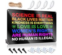 TFSW Letrero de metal con texto en inglés "Science Is Real Black Lives Matter Blm Love Rainbow Tin Sign Gaming Metal Tin Decor Signs" (30 x 40 cm)