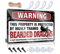 TFSW Letrero retro con texto en inglés "Warning This Property Is Protected By A Highly Trained Bearded Dragon1", letrero de metal vintage de estaño, letrero de estaño para acampar (30 x 40 cm)