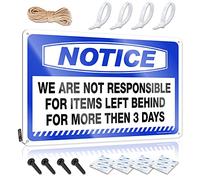 TFSW Letreros de Mancave y decoración con texto en inglés «We Are Not Responsible For Items Left Behind For More Than 3 Days» (30 x 40 cm)