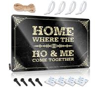 TFSW Letreros divertidos para el hogar, bar, hogar, donde el Ho & Me vienen juntos, letrero de metal vintage (30 x 40 cm)