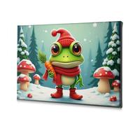 TFSW Lienzo decorativo con diseño de rana elegida en invierno con zanahoria, estilo desgastado, elegante, decoración de sala de estar (30 x 40 cm)