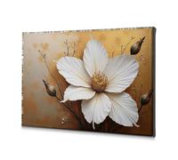 TFSW Lienzo decorativo cristiano de Pascua con flores blancas sobre fondo dorado, cuadro decorativo para pared de baño (30 x 40 cm)