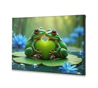 TFSW Lienzo decorativo para pared con texto en inglés "Love in the Rainforest: Two Frogs Share A Heart" (40 x 60 cm)