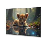 TFSW Lienzo decorativo para pared de salón, adorable cachorro de león en el bosque encantado, decoración de comedor, decoración para sala de estar (20 x 30 cm)