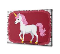 TFSW Lienzo decorativo para pared del hogar, unicornio mágico con melena rosa y cuerno (30 x 40 cm)
