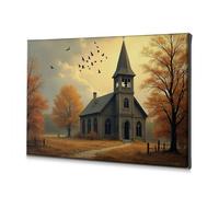 TFSW Lienzo decorativo para pared, diseño de serenidad otoñal: una iglesia en el bosque (20 x 30 cm)
