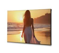 TFSW Lienzo decorativo para sala de estar, puesta de sol, serenidad: un paseo en la playa, suave, ligero, decoración de pared, decoración de sala de estar (40 x 60 cm)