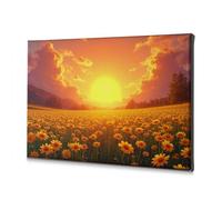 TFSW Lienzo decorativo rústico para decoración del hogar, puesta de sol sobre un campo de flores amarillas, cuadro decorativo para baño, decoración de pared (20 x 30 cm)