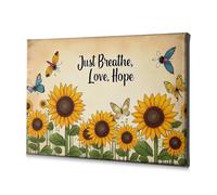 TFSW Lienzo decorativo Shabby Chic Decoración, girasoles y mariposas: Just Breathe, Love, Hope (20 x 30 cm)