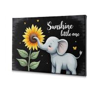 TFSW Spring Decor Sunshine Little One: Lienzo decorativo con diseño de elefante y girasol, para sala de estar, baño, decoración de pared (20 x 30 cm)