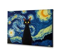 TFSW The Chosen Black Cat Under The Starry Night Sky - Lienzo decorativo (30 x 40 cm), diseño de gato negro