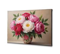 TFSW The Chosen Floral Harmony: un ramo de peonías en un jarrón decorativo, lienzo decorativo, imagen decorativa Shabby Chic Decoración de sala de estar (20 x 30 cm)