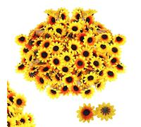 TFSYLISA 100 Piezas Girasoles Artificiales,Flores de Seda Artificial Plástico Girasol,Gerbera Daisy Flores para Decoración del Hogar Fiesta de Boda