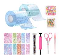 TFSZE 20 Piezas Cintas Nano Tape Set,Nanotape Juegos de Manualidades Regalos para Niños Niñas,Cinta Multifuncional de Nanoburbujas,con Cinta Nano Tape, Perlas, Pegatinas y Accesorios(Azul+Cian)