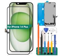TFT - Pantalla LCD de repuesto para iPhone 14 Plus, kit de reparación de digitalizador táctil A2632, A2886, A2885, A2887, A2896 (negro, área de visualización más grande)