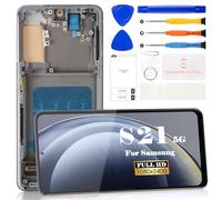 TFT - Pantalla LCD de repuesto para Samsung Galaxy S21 4G SM-G991B SM-G991U SM-G991N, digitalizador táctil, kit de piezas de reparación con marco (negro, sin huellas dactilares)