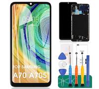 TFT para Samsung Galaxy A70 Pantalla LCD de Repuesto A705F Panel Táctil Sensor Digitalizador Reparación Kits con Marco(Negro,NO Reconocimiento de Huellas Dactilares)