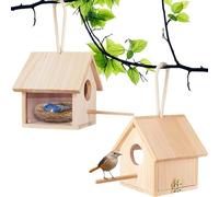 Tfwadmx 2 casas de pájaros de madera transparentes para exteriores, para colgar en el jardín, patio, bricolaje, decoración para Wren Swallow Sparrows, colibrí, pinzón