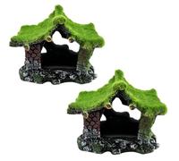 Tfwadmx Decoración de acuario para casa de resina hueca Betta escondite de troncos de peces de madera flotante, accesorios de cueva para peces pequeños, escondite de camarones con musgo (2 piezas)